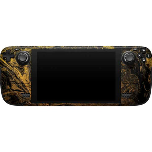 Gold and Black Marble Steam Deck Handheld Gaming Computer Skin